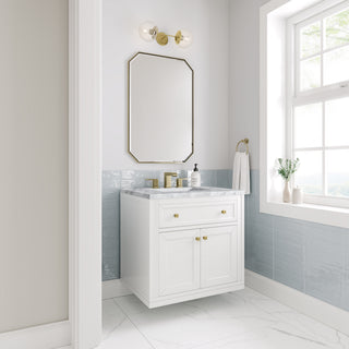 30 Inch Chicago Freestanding Vanity in Glossy White / Carrara White Top