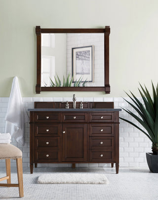 48 Inch Brittany Freestanding Vanity in Burnished Mahogany / Charcoal Soapstone Top