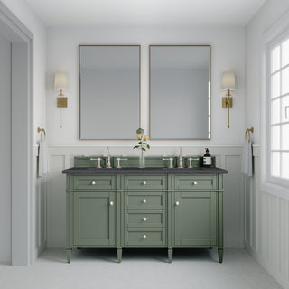 60 Inch Brittany Freestanding Vanity in Smokey Celadon / Charcoal Soapstone Top