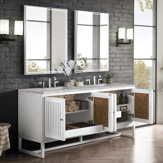 72 Inch Athens Dual Mount Vanity in Glossy White / Victorian Silver Top
