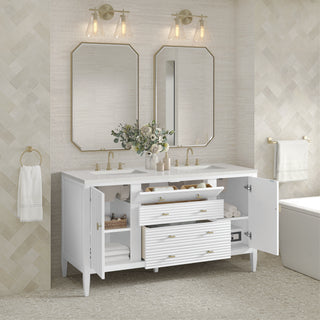 60 Inch Myrrin Freestanding Vanity in Bright White / Lime Delight Top