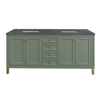 72 Inch Chicago Freestanding Vanity in Smokey Celadon / Charcoal Soapstone Top