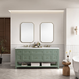 72 Inch Breckenridge Freestanding Vanity in Smokey Celadon / White Zeus Top