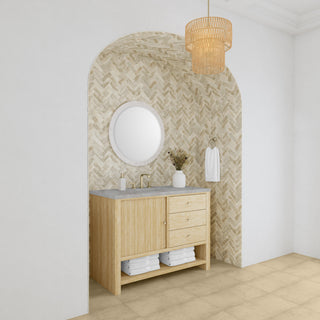 48 Inch Marigot Freestanding Vanity in Sunwashed Oak / Victorian Silver Top