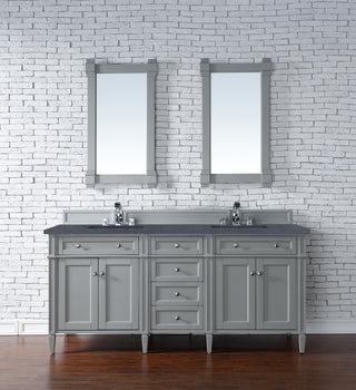 72 Inch Brittany Freestanding Vanity in Urban Gray / Charcoal Soapstone Top