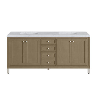 72 Inch Chicago Freestanding Vanity in Walnut Whisper / Carrara White Top
