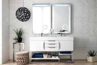 58.875 Inch Columbia Freestanding Vanity in Glossy White / Glossy White Top