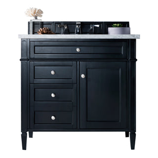 36 Inch Brittany Freestanding Vanity in Black Onyx / Eternal Jasmine Pearl Top