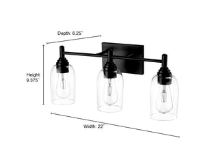 Arlett 3-Light Vanity Matte Black
