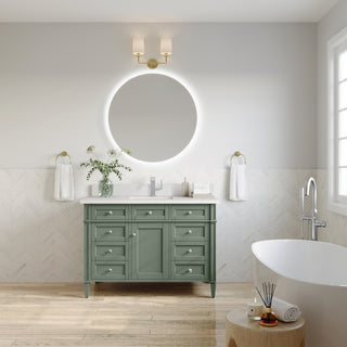 48 Inch Brittany Freestanding Vanity in Smokey Celadon / White Zeus Top
