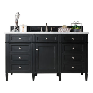60 Inch Brittany Freestanding Vanity in Black Onyx / Eternal Jasmine Pearl Top
