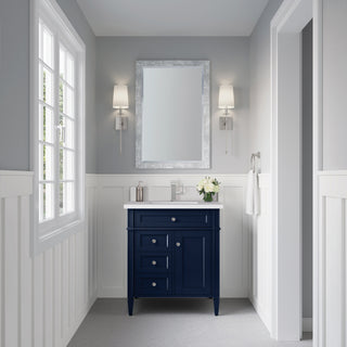 30 Inch Brittany Freestanding Vanity in Victory Blue / White Zeus Top