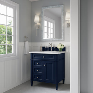 30 Inch Brittany Freestanding Vanity in Victory Blue / White Zeus Top