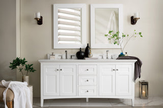 72 Inch Palisades Freestanding Vanity in Bright White / White Zeus Top