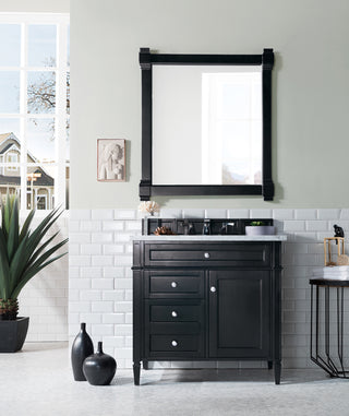 36 Inch Brittany Freestanding Vanity in Black Onyx / Carrara White Top