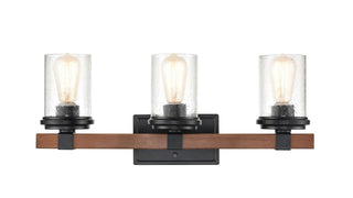Taos 3-Light Vanity Matte Black/Wood Grain