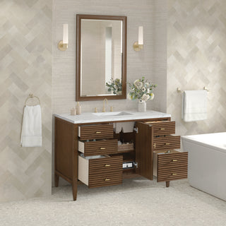 48 Inch Myrrin Freestanding Vanity in Mid-Century Walnut / Ethereal Noctis Top