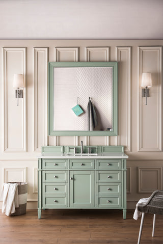 48 Inch Brittany Freestanding Vanity in Sage Green / White Zeus Top