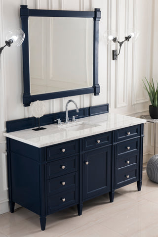 60 Inch Brittany Freestanding Vanity in Victory Blue / Carrara White Top