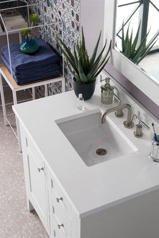 36 Inch Palisades Freestanding Vanity in Bright White / White Zeus Top