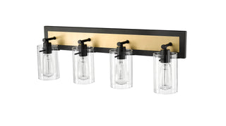 Gasol 4-Light Vanity Matte Black / Vintage Brass