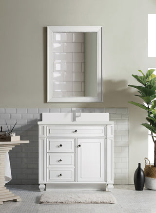 36 Inch Bristol Freestanding Vanity in Bright White / White Zeus Top