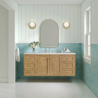 60 Inch Laurent Dual Mount Vanity in Light Natural Oak / Lime Delight Top