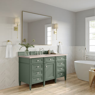 60 Inch Brittany Freestanding Vanity in Smokey Celadon / Eternal Marfil Top