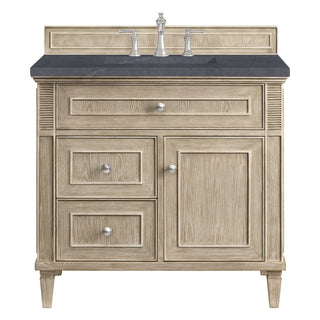36 Inch Lorelai Freestanding Vanity in Whitewashed Oak / Charcoal Soapstone Top