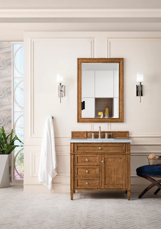 36 Inch Brittany Freestanding Vanity in Saddle Brown / Eternal Jasmine Pearl Top