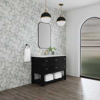 48 Inch Lucian Freestanding Vanity in Carbon Oak / White Zeus Top
