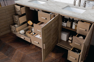 72 Inch Portland Freestanding Vanity in Whitewashed Walnut / Victorian Silver Top