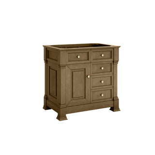 36 Inch Brookfield Freestanding Vanity in Honey Oak / White Zeus Top