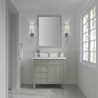 36 Inch Brittany Freestanding Vanity in Urban Gray / White Zeus Top