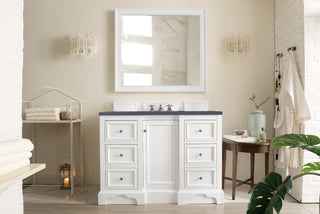49.25 Inch De Soto Freestanding Vanity in Bright White / Charcoal Soapstone Top