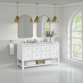 60 Inch Breckenridge Freestanding Vanity in Bright White / Carrara White Top