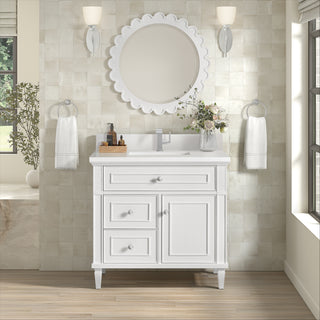 36 Inch Lorelai Freestanding Vanity in Bright White / White Zeus Top