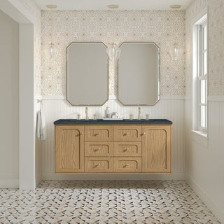60 Inch Laurent Dual Mount Vanity in Light Natural Oak / Charcoal Soapstone Top