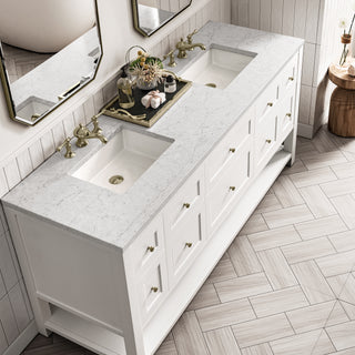 72 Inch Breckenridge Freestanding Vanity in Bright White / Eternal Jasmine Pearl Top