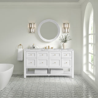 60 Inch Breckenridge Freestanding Vanity in Bright White / Carrara White Top