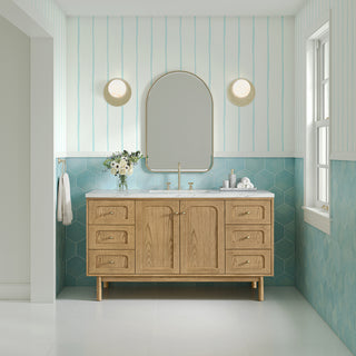 60 Inch Laurent Dual Mount Vanity in Light Natural Oak / Ethereal Noctis Top