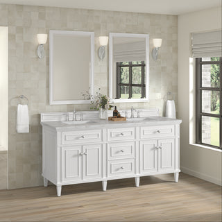 72 Inch Lorelai Freestanding Vanity in Bright White / Victorian Silver Top