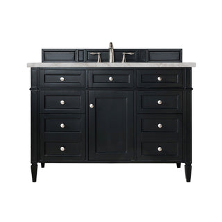 48 Inch Brittany Freestanding Vanity in Black Onyx / Victorian Silver Top