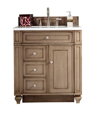 30 Inch Bristol Freestanding Vanity in Whitewashed Walnut / Eternal Jasmine Pearl Top