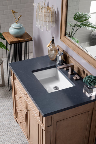 36 Inch Bristol Freestanding Vanity in Whitewashed Walnut / Charcoal Soapstone Top