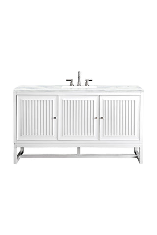 60 Inch Athens Dual Mount Vanity in Glossy White / Arctic Fall Top