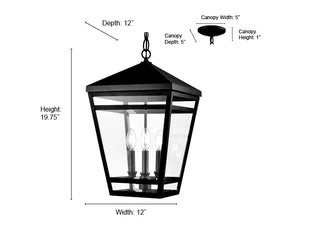 Seager 3-Light Outdoor Hanging Lantern Textured Black