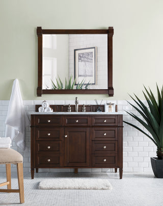 48 Inch Brittany Freestanding Vanity in Burnished Mahogany / Carrara White Top