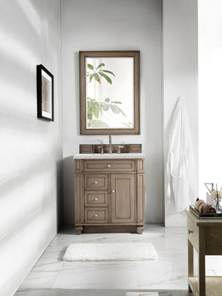 30 Inch Bristol Freestanding Vanity in Whitewashed Walnut / Eternal Jasmine Pearl Top