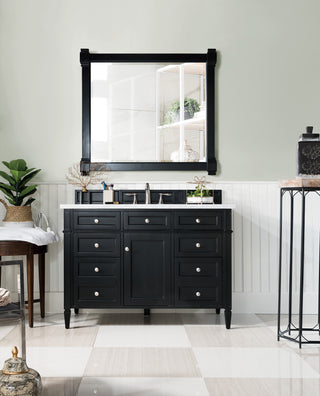 48 Inch Brittany Freestanding Vanity in Black Onyx / Carrara White Top